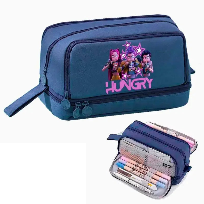 Trousse Scolaire KPop Demon Hunters Hungry Bleu
